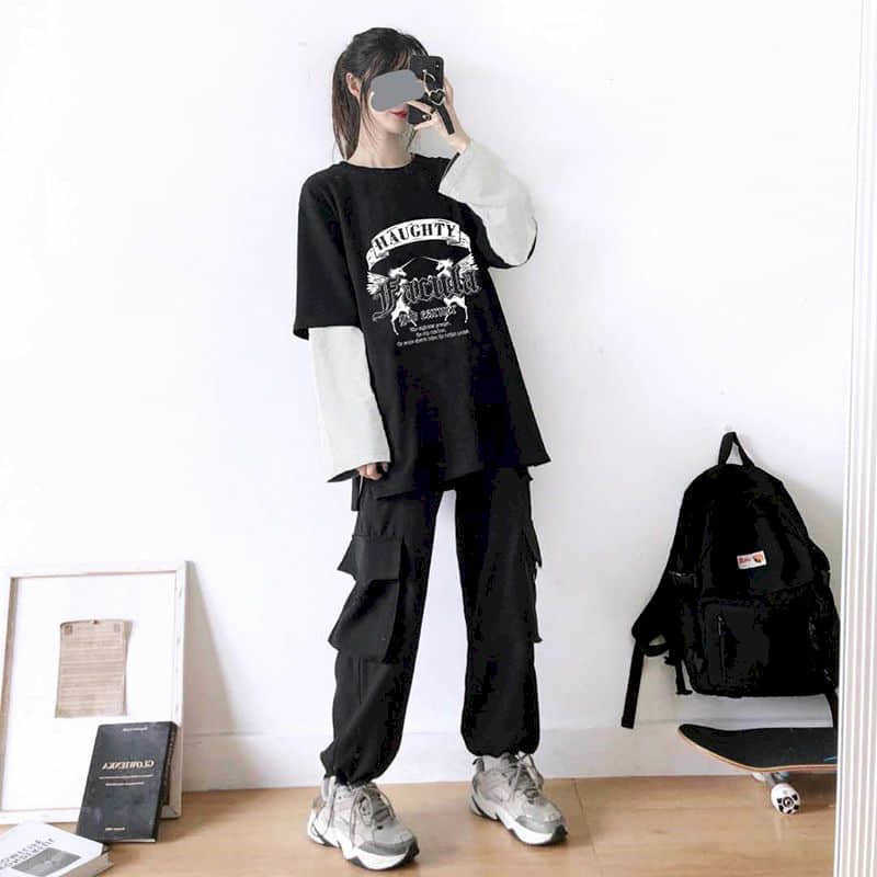 Dark black Suit hip hop Fall cargo pants women suit students Korean loose patchwork for women's fall two-piece 210526, Heart black white
Dark black Suit hip hop Fall cargo pants women suit students Korean loose patchwork for women's fall two-piece 210526, Heart black white