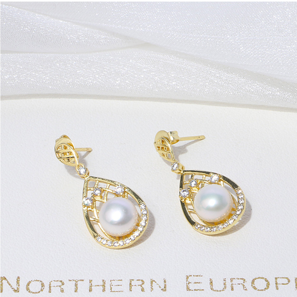 Waterdrop S925 Pearl Dangle Earring 18K Real Gold Plated Prevent Allergy Earrings for Women Gril Gift Freshwater Natural Pearls