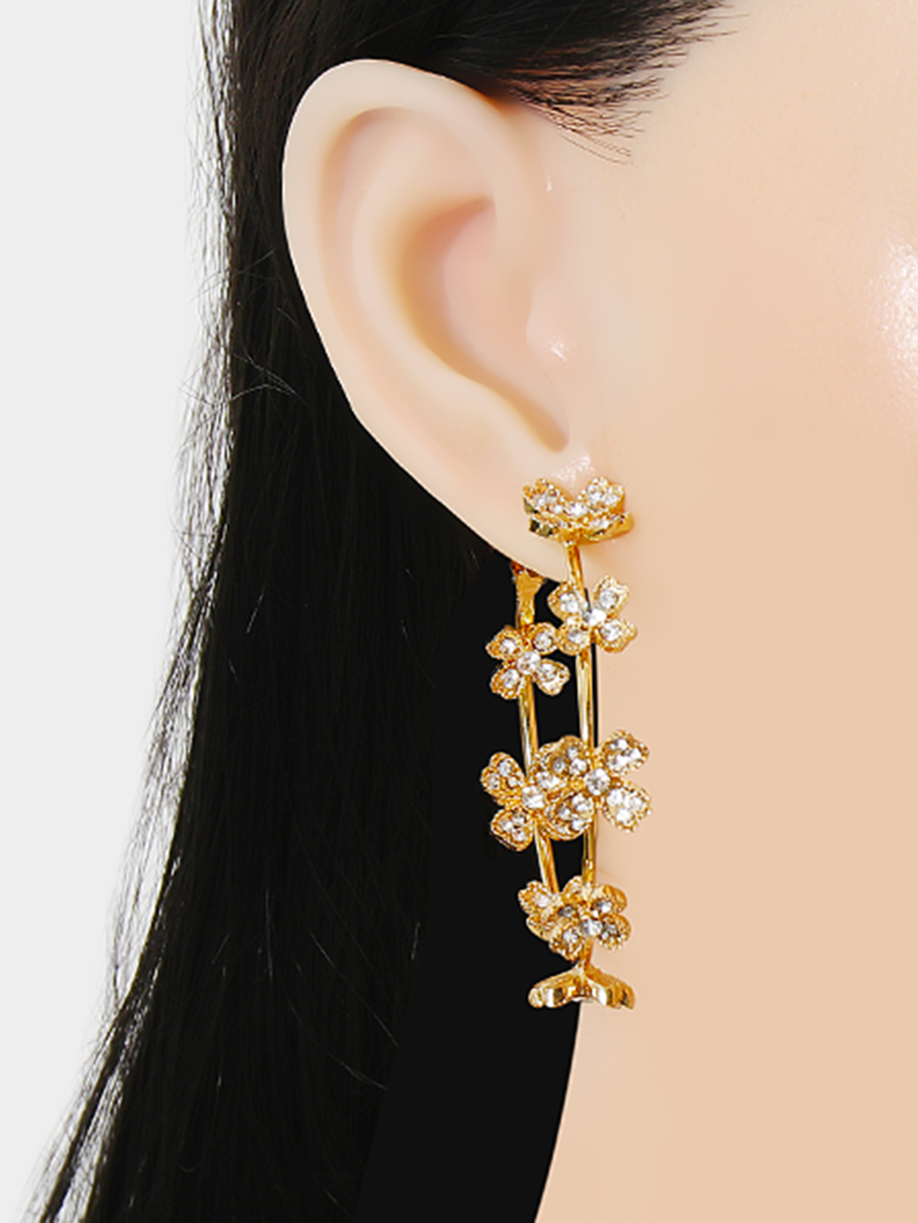 Dangle & Chandelier vTrend Strange Design Geometry Earrings For Women Exquisite Rhinestone Gold Chic Temperament Girl Accessories First Choice