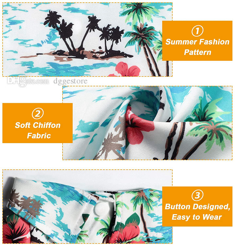 Pet Summer T-Shirts Hawaii Style ral Apparel Hawaiian Sublimation Printed Dog Shirt Breathable Cool Clothes Beach Seaside Puppy Sweatshirt for Small D
