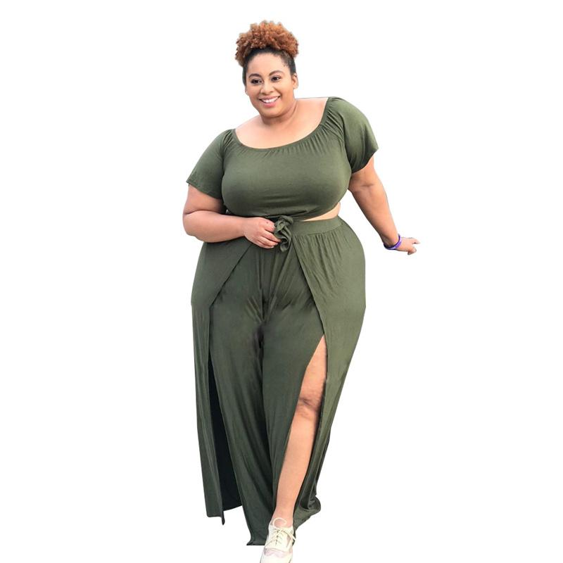 Plus Size Tracksuits Summer 4XL Two Piece Set Women Clothing Short Sleeve U-Neck Crop Top High Split Pants Suit Solid Color Big Outfit, Black
Plus Size Tracksuits Summer 4XL Two Piece Set Women Clothing Short Sleeve U-Neck Crop Top High Split Pants Suit Solid Color Big Outfit, Black