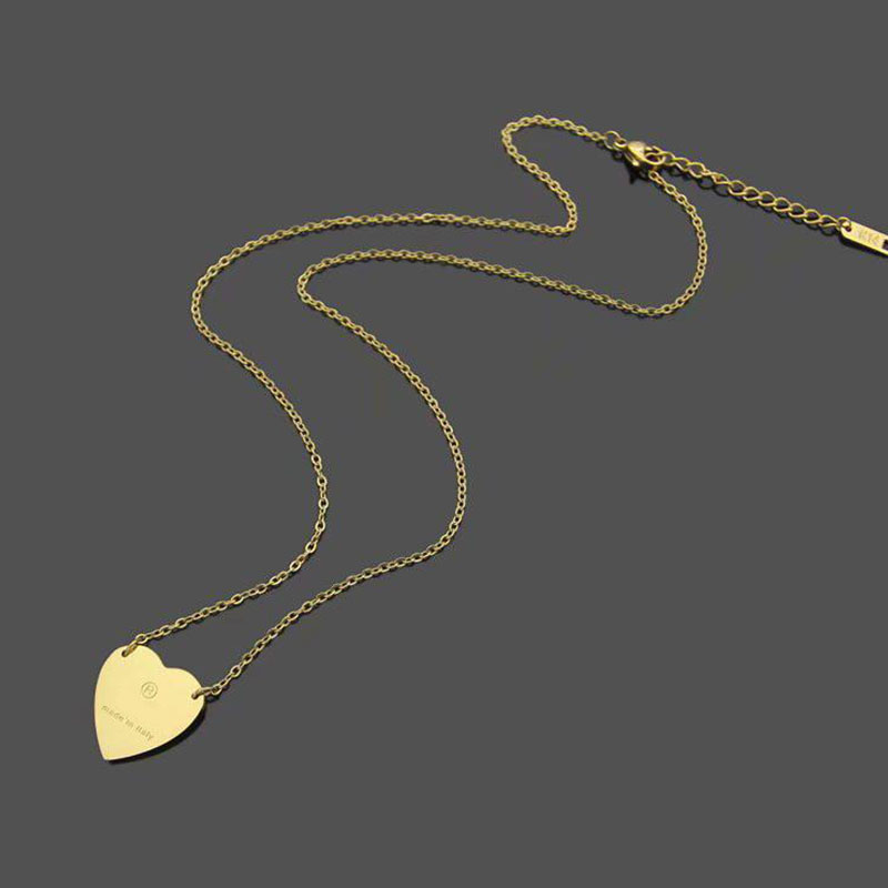 heart necklace women stainless steel couple rose gold chain pendant jewelry Valentine Christmas Day gift for girlfriend accessories wholesale