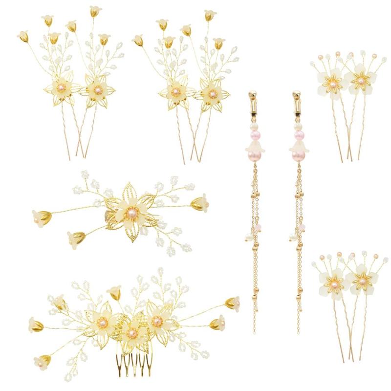 Wedding Jewelry Sets 1 Set Baroque Pearl Gold Flower Hair Combs Clips Long Clip Earrings Bridal Headpiece Headdress Accessories, Slivery;golden
Wedding Jewelry Sets 1 Set Baroque Pearl Gold Flower Hair Combs Clips Long Clip Earrings Bridal Headpiece Headdress Accessories, Slivery;golden