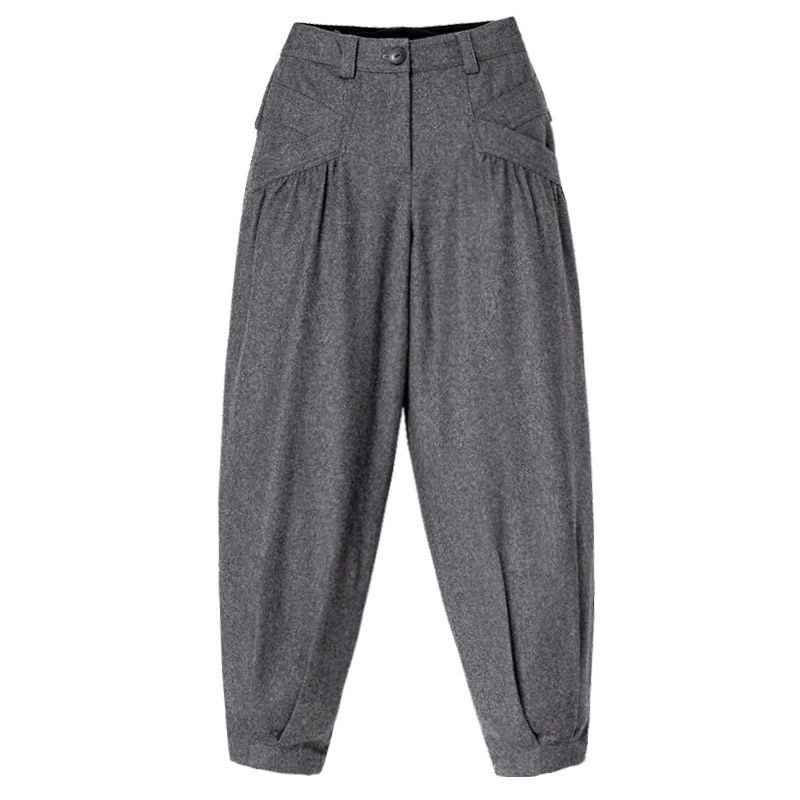 Warm Spring Wool Wide Leg Pants For Women Loose Harem Pants Women's Office Trousers Woman High Waist Pants Lady 887B 201012