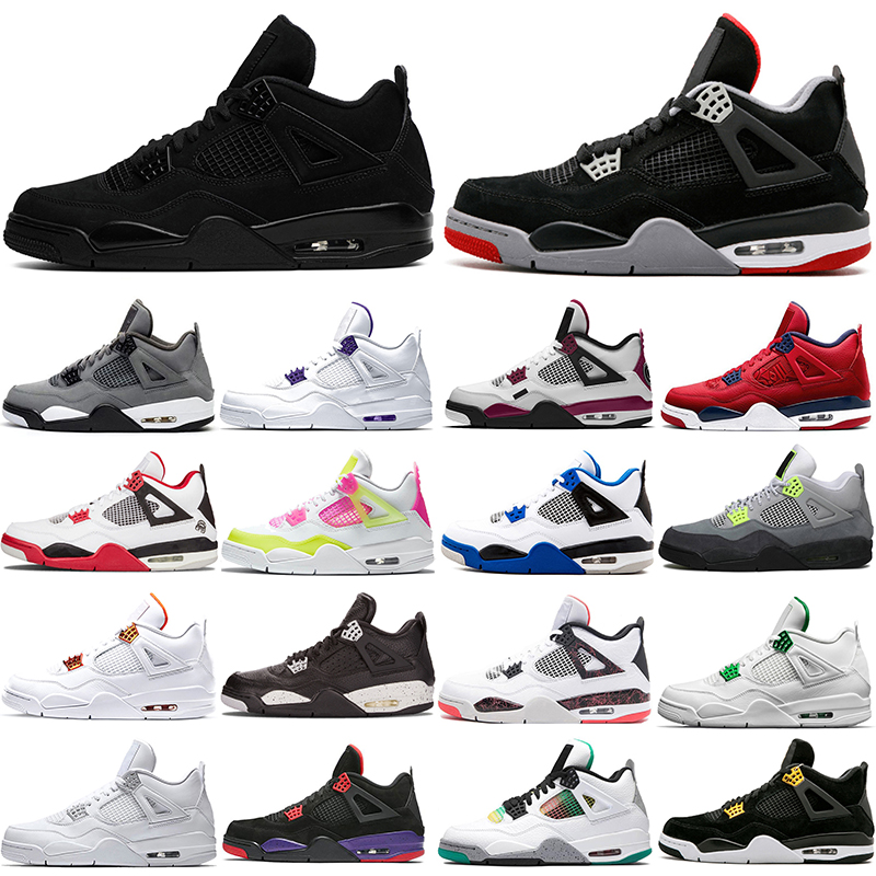 4 Chaussures de basket-ball Jumpman 4s Hommes Oreo Pine Green Wings Orange Metallic Thunder Fiba Travis Union Guava Baskets Sneakers Sports de sp