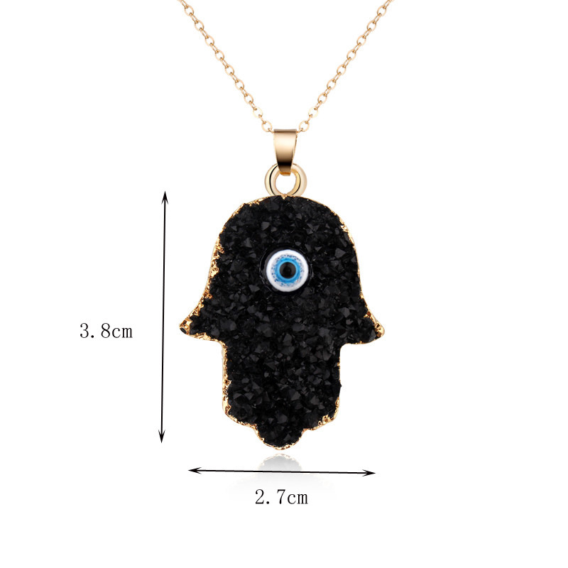 White Black Resin Evil Eye Necklace Fatima Hand Charm Necklaces Jewelry