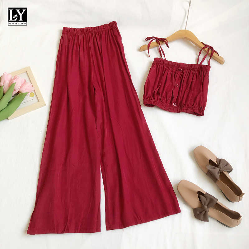 LY VAREY LIN Summer Women Single Breasted Sling Tops+ Elastic Waist Straight Leg Pants Casual Two Piece Set Female Suit 210526, Apricot
LY VAREY LIN Summer Women Single Breasted Sling Tops+ Elastic Waist Straight Leg Pants Casual Two Piece Set Female Suit 210526, Apricot