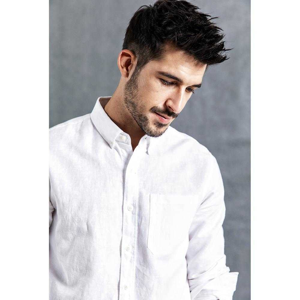 spring summer pure linen cotton shirts men cool Breathable classic basic shirt male high quality 190125 210708