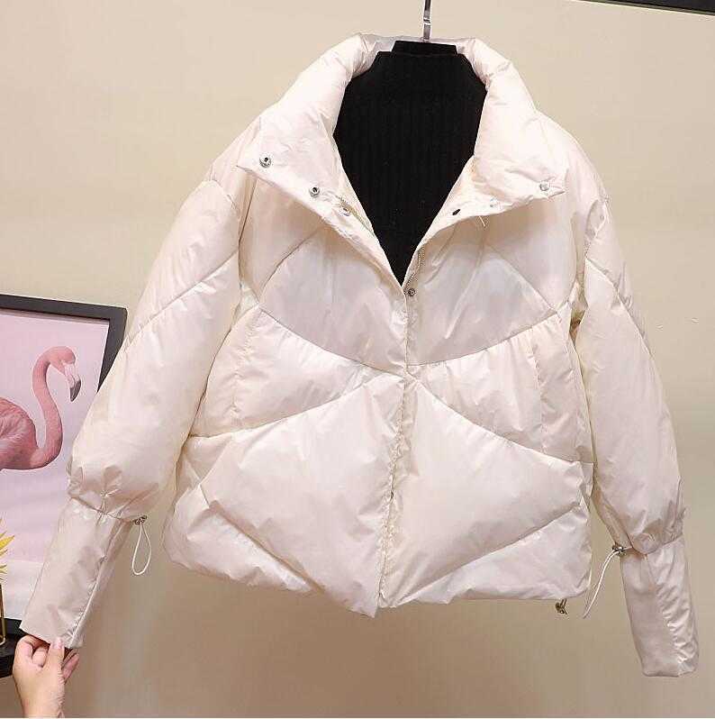 Winte jacket women Thick Parkas Casual Loose Down Cotton Jacket Warm Cotton Padded parka Women Fashion Glossy Plus size OverCoat 210819