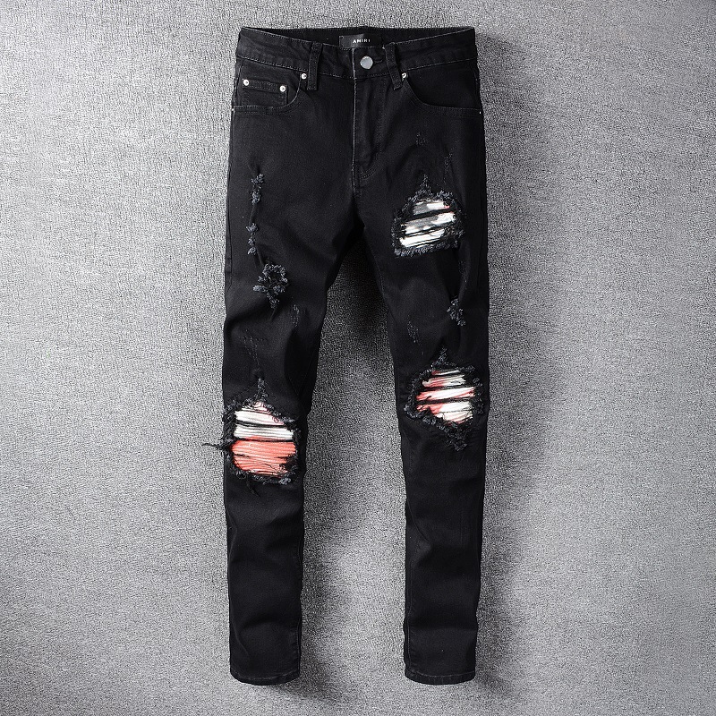 Trendy Brand Black Patchwork Motorcycle Jeans Ripped Patch Jeans Men's Stretch Slim Pants, Blue
Trendy Brand Black Patchwork Motorcycle Jeans Ripped Patch Jeans Men's Stretch Slim Pants, Blue