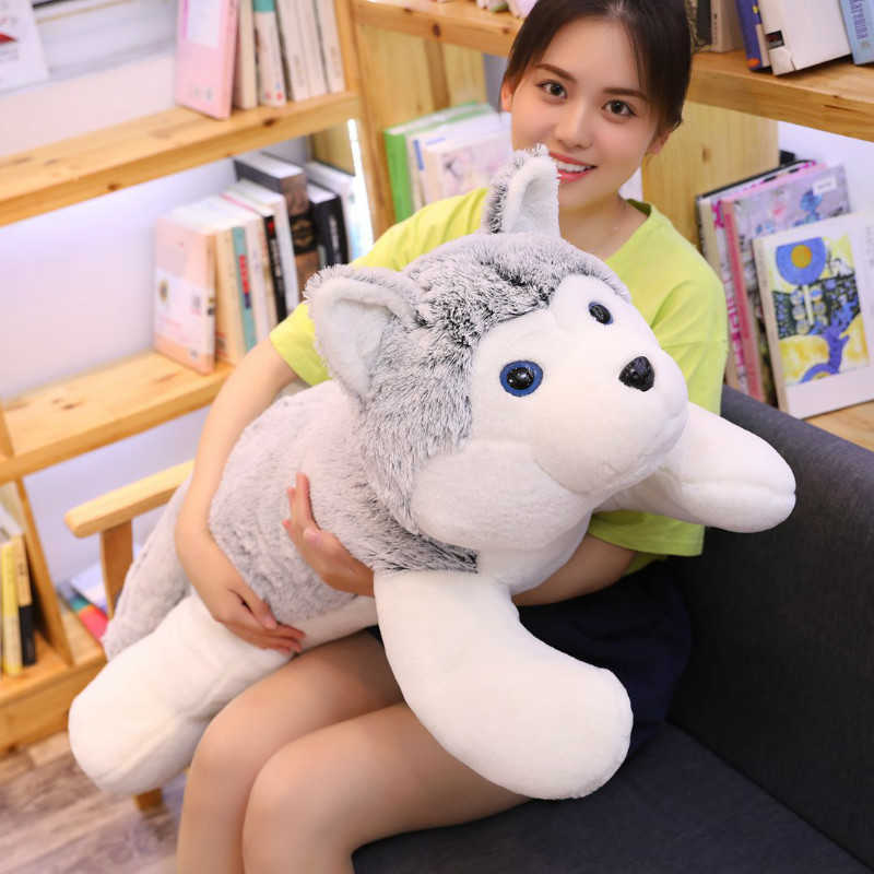 Real Life Husky Dog Plush Toys Soft Stuffed Pillow Animal for Children Baby Doll Kids Girl Lovely Christmas Gift 210728