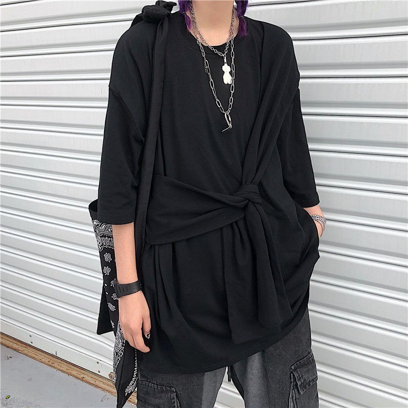NiceMix tiktok clothes knotted strap t shirt women tshirt clothing streetwear print loose tops Korean summer preppy tshirt T200512