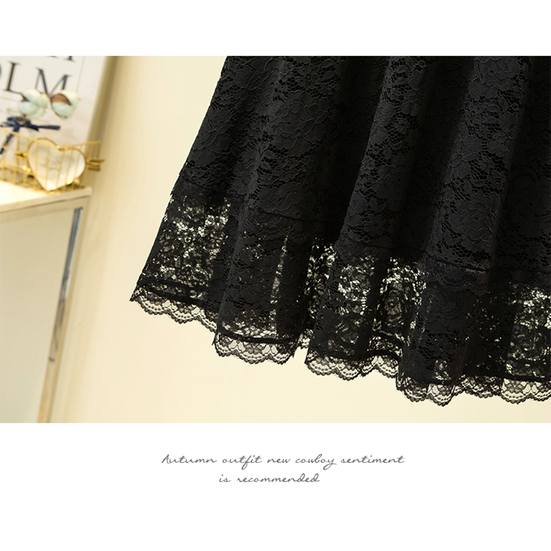 2021 Summer Black Lace Long Skirt Faldas Plus Size Loose High Waist Women Skirts Loose A- Line Midi Skirt for Women Skirts 9833 210309