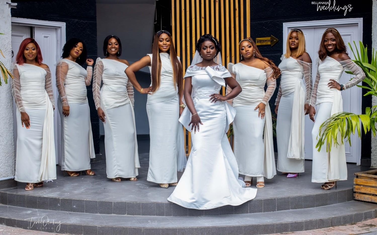 Plus Size African Mermaid Bridesmaid Dresses One Shoulder Long Sleeves Tulle Satin Floor Length Wedding Guest Dress Maid Of Honor Gowns Custom Made