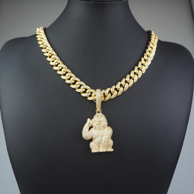 Pendant Necklaces Iced Out Gold Big Zircon Monkey Necklace Men Hip Hop Full Rhinestone Cuban Link Chain Drop
Pendant Necklaces Iced Out Gold Big Zircon Monkey Necklace Men Hip Hop Full Rhinestone Cuban Link Chain Drop