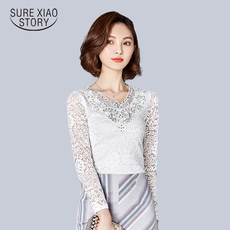 2021 Fashion Summer Style Blusa Crochet Diamond Lace Blouse Elegant Women Tops Plus Size Sexy Slim Hollow Out Shirts 918B 25 210225