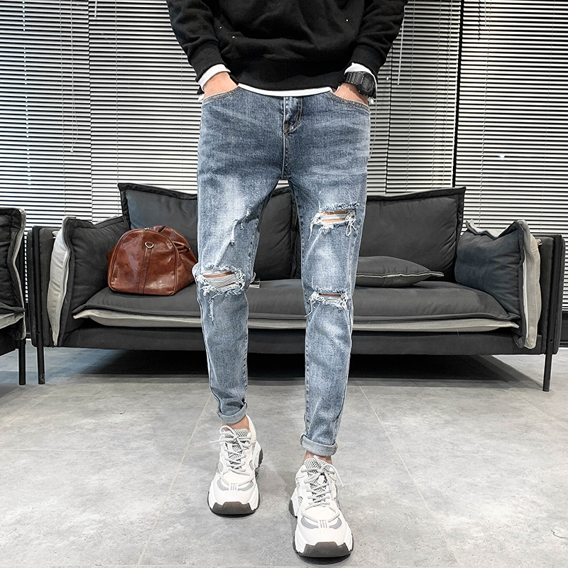 2021 New Fashion Spring Destroyed Brem for Korean Fine Casual Fit Jeans Hip Hop Men Stretch Denim Male Brim Pants 34-28 Blue Htal
2021 New Fashion Spring Destroyed Brem for Korean Fine Casual Fit Jeans Hip Hop Men Stretch Denim Male Brim Pants 34-28 Blue Htal