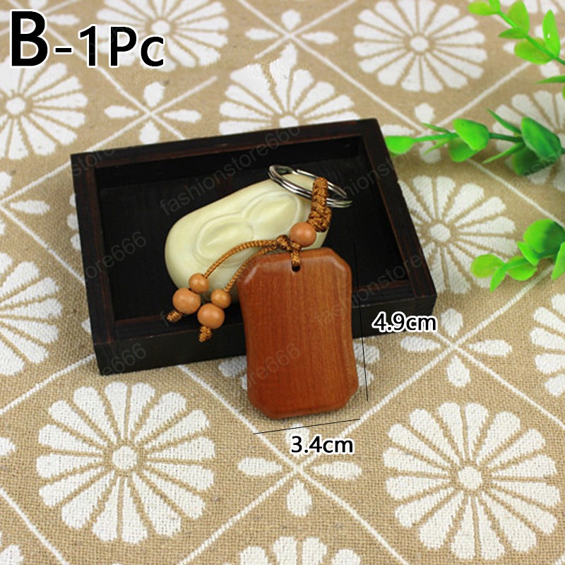 Blank Wood Keychain Rectangular Mahogany Wooden Pendant Keyring Promotion Tags Signage Car Key Chain Ring Charms DIY Accessories