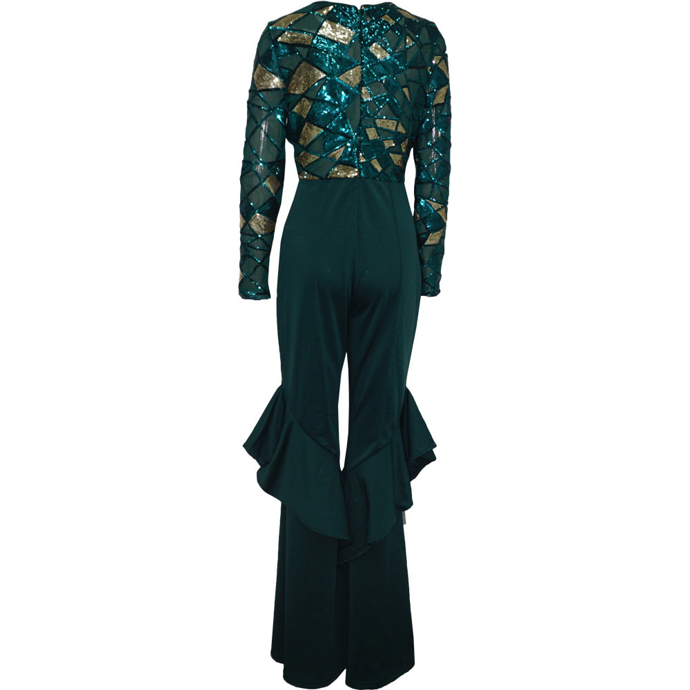 Mesh Sequin Jumpsuits For Women - Sparkly Party Club Rompers B2