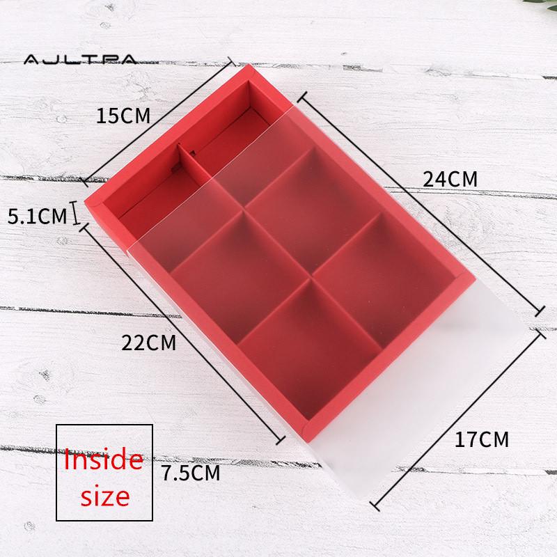 Gift Wrap 100Pcs Cake Drawer Kraft Paper Packing Box Transparent Window Boxes DIY Handmade Mooncake