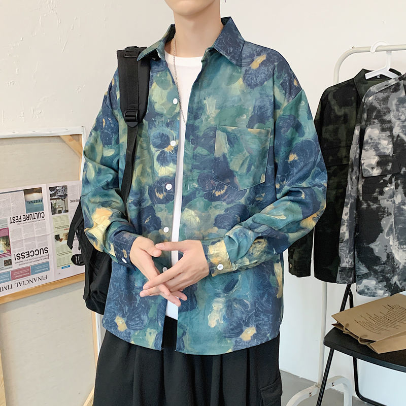 2021 New Spring Tie-dye Men's Fashion Retro Casual Men Streetwear Korean Loose Long-sleeved Shirts Mens Flower Shirt -2xl Cwe9, Green
2021 New Spring Tie-dye Men's Fashion Retro Casual Men Streetwear Korean Loose Long-sleeved Shirts Mens Flower Shirt -2xl Cwe9, Green