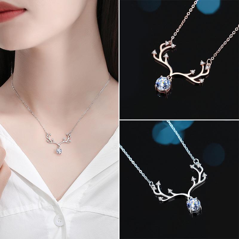 Chains Ly Mozan Diamond Pendant Necklace 925 Sterling Silver Antler Shape For Women's Wedding Jewelry Gifts
Chains Ly Mozan Diamond Pendant Necklace 925 Sterling Silver Antler Shape For Women's Wedding Jewelry Gifts