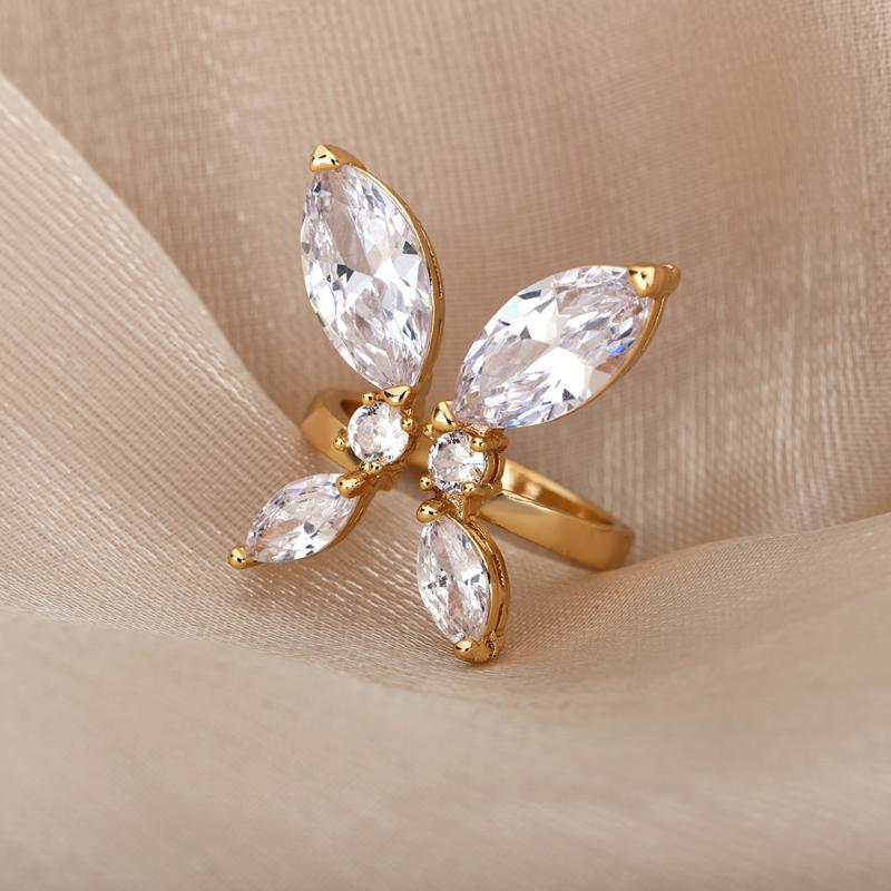 Cluster Rings Zircon Butterfly For Women Open Adjustable Finger Ring Minimalist Geometric Fine Christmas Jewelry Party Gift Bijoux Femme, Golden;silver
Cluster Rings Zircon Butterfly For Women Open Adjustable Finger Ring Minimalist Geometric Fine Christmas Jewelry Party Gift Bijoux Femme, Golden;silver