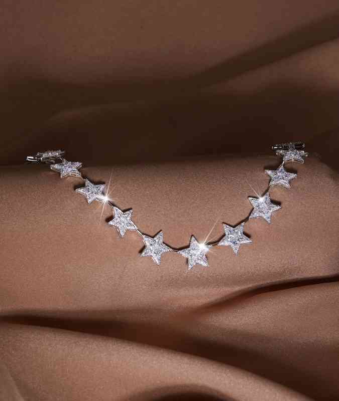 21 Year Winter Style Fashionable Banquet Dress with Romantic Star Aaa Zircon Copper Necklace
