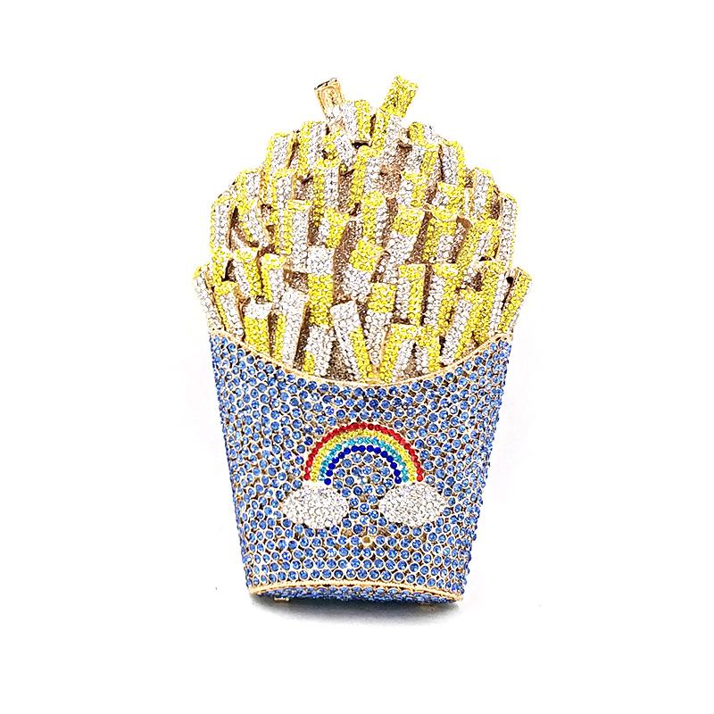 Evening Bags Est Bridal Wedding Party Purses Women Special Bag Diamonds French Fry Fries Rainbow Clutches Crystal