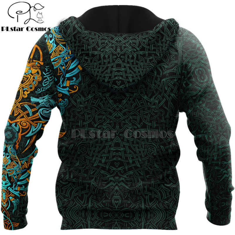PLstar Cosmos Viking Warrior Tattoo Fashion Tracksuit casual 3D Print Zipper/Hoodie/Sweatshirt/Jacket/Men's Women style-46 210730