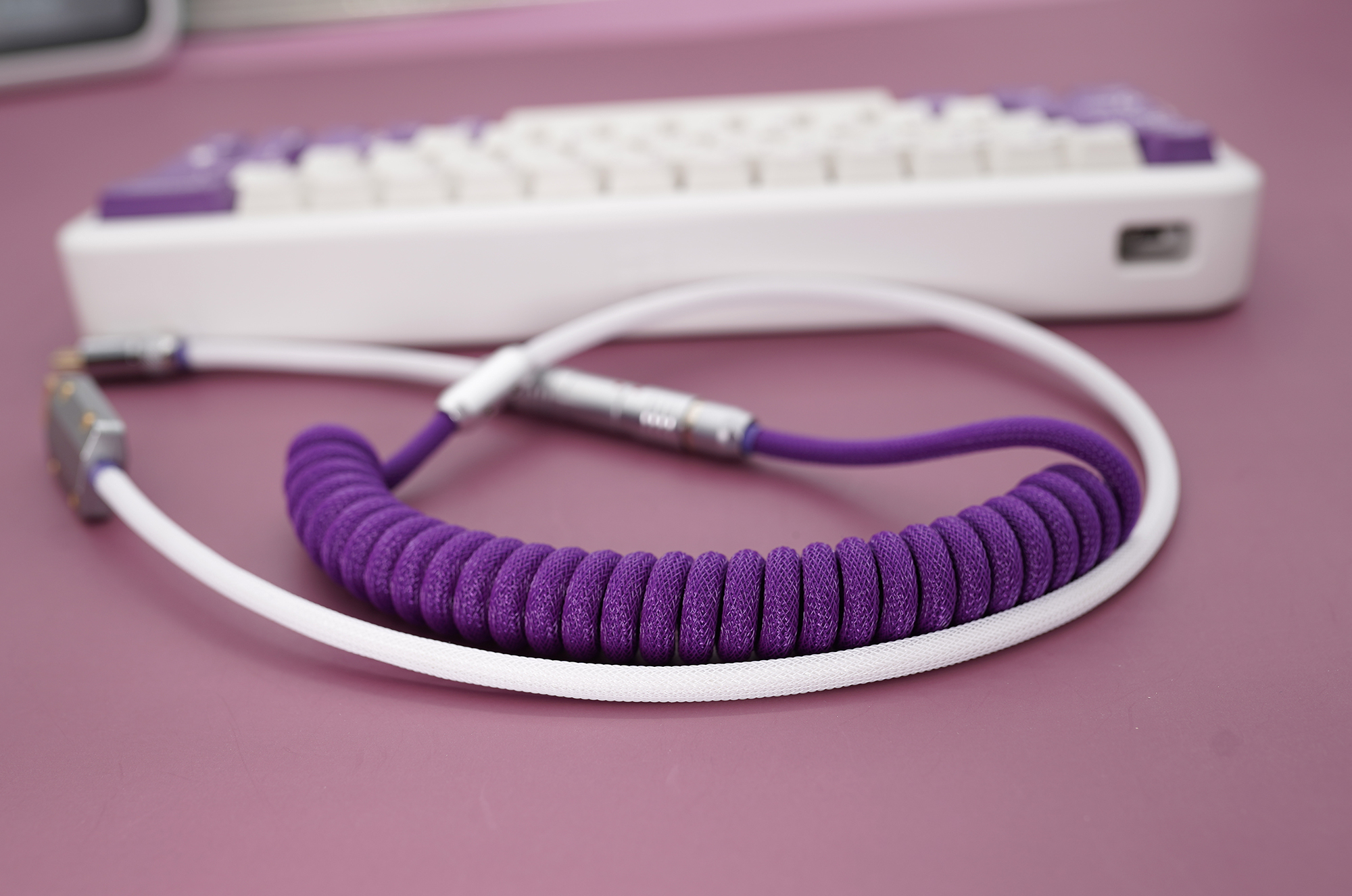 GeekCable Handmade Mechanical Keyboard Data Cable For GMK Theme SP Keycap Theme Line Purple Milk Colorway Multiple Plug Type