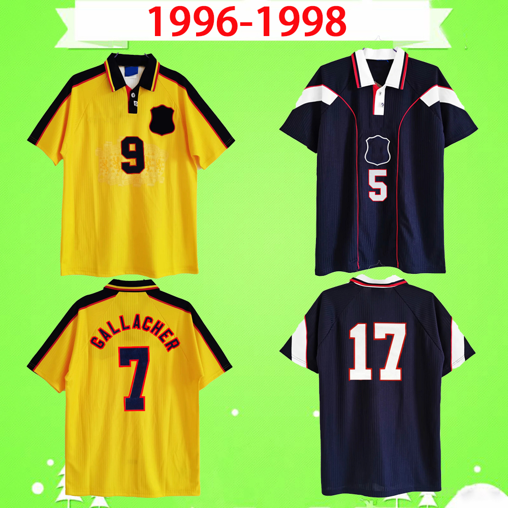 1996 1998 Scotland soccer jerseys home blue away yellow Retro classic Vintage antique Collection 96 98 football shirts HENDRY GALLACHER, Black;yellow
1996 1998 Scotland soccer jerseys home blue away yellow Retro classic Vintage antique Collection 96 98 football shirts HENDRY GALLACHER, Black;yellow