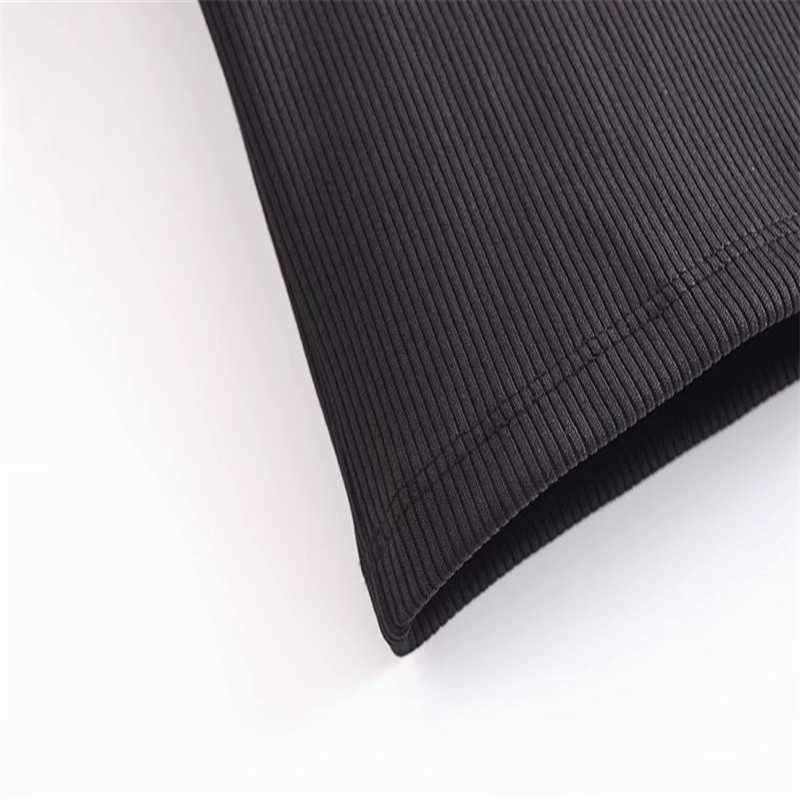 Women Cold Shoulder Ribbed T Shirt Za Long Sleeve Cut Out Vintage Black T Shirts Woman Fashion Slim Spring T-shirt Top 210602