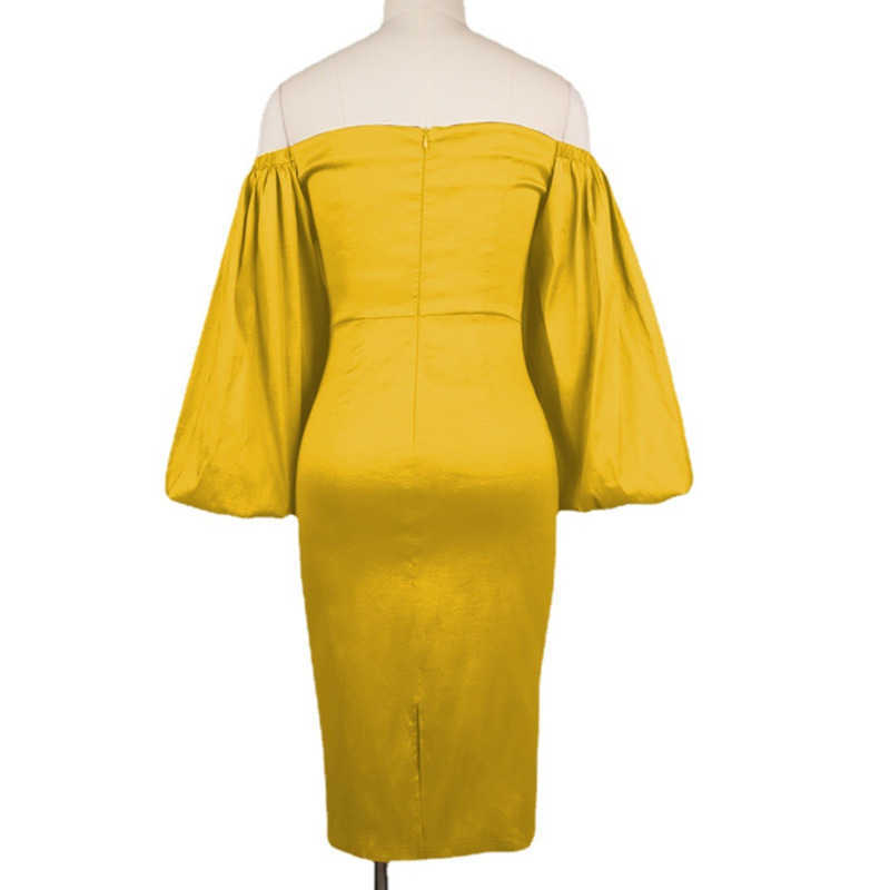 DEAT Women Dress Strapless Three Quarter Sleeve Arrivals Lady Sexy Fashion Temperament Spring Summer 11D1397 210709