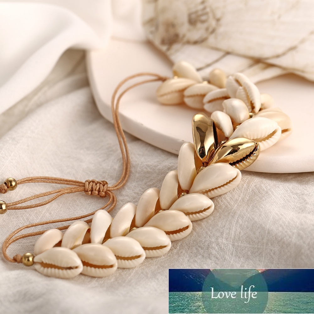 TAUAM Natural Cowrie Gold Color Sea Shell Bracelets for Women Delicate Rope Chain Beads Charm Boho Summer Beach Jewelry Factory price expert design Qu