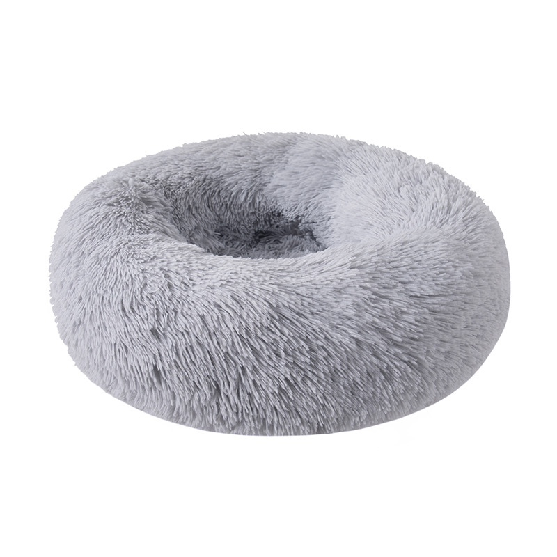 20 Color Wholesale Faux Fur Bed Cushion Pet Kennel Fluffy Soft Plush Round Cat Beds Donut Cats Dog Pad Self Warming Improved Sleep Orthopedic Relief S