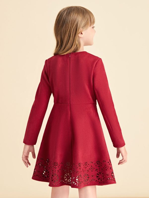 Girls Laser Cut Bow Front Dress SHE