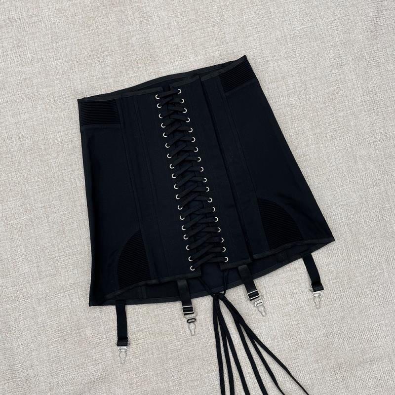 Cotton Two-Color Unique Lace-up Fishbone High Waist Sexy Slim Fit Hip Skirt 210309