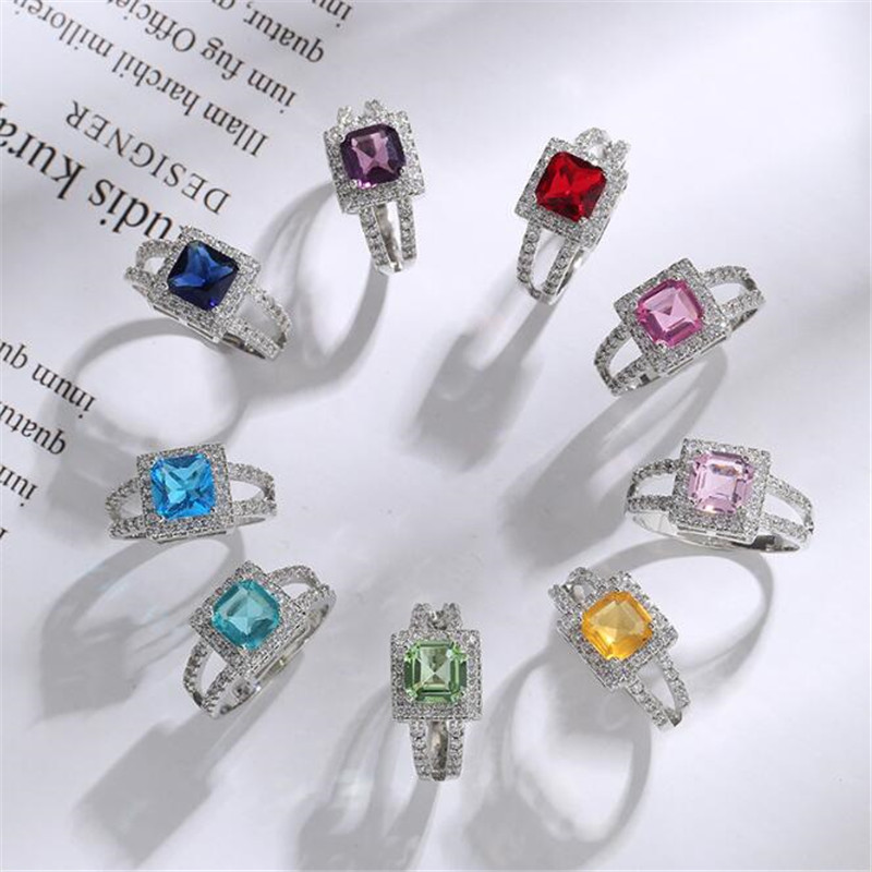Choucong Brand Wedding Rings Simple Fashion Jewelry 925 Sterling Silver Multi Color 5A Cubic Zircon Party Eternity Women Engagement Band Ring For Love