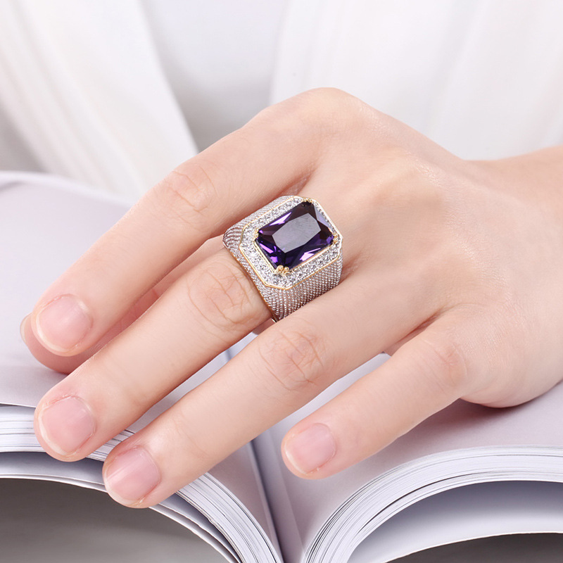 Solitaire Male ring 925 Sterling Silver 6ct AAAAA Cz Stone Big Engagement Jewelry Wedding Rings for Men Party Finger ring