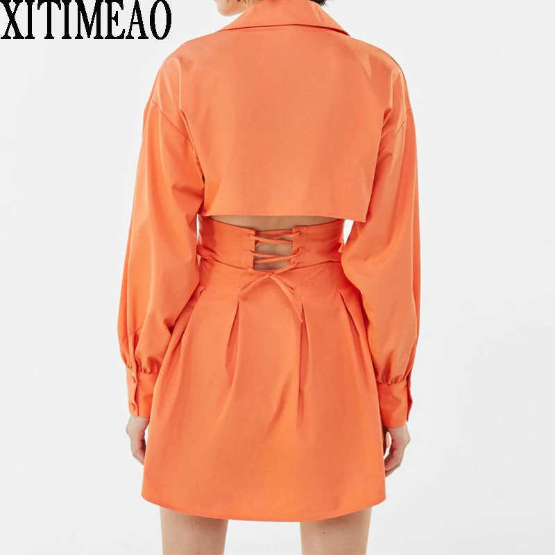 ZA Women Hollow Waist Dress Long Sleeve Tightness High Drawstring Skirt Female Slim A Line Mini XITIMEAO 210604, Orange
ZA Women Hollow Waist Dress Long Sleeve Tightness High Drawstring Skirt Female Slim A Line Mini XITIMEAO 210604, Orange
