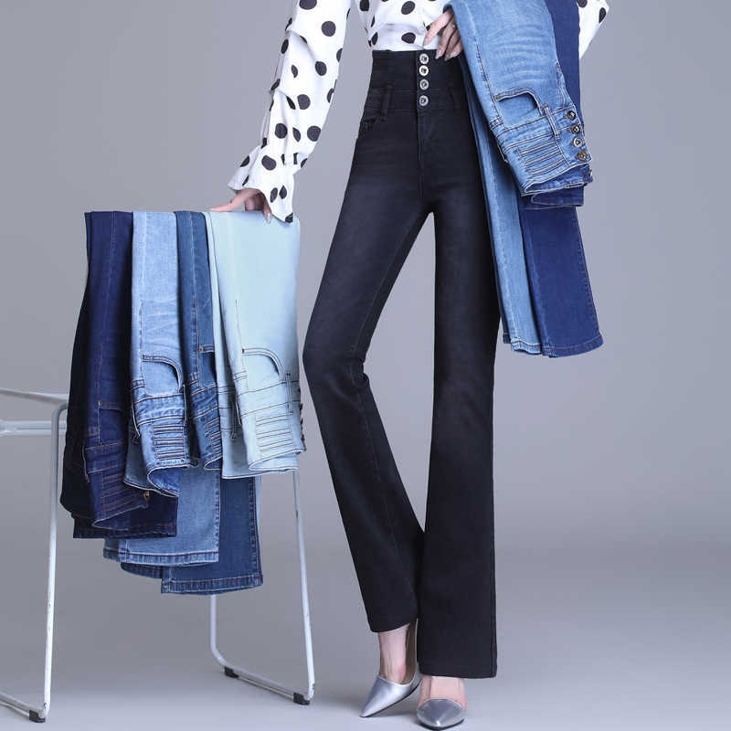 Xisteps Autumn Winter Women Jeans Skinny Denim Flared Pants High Waist Femme Bell Bottom Boyfriend Plus size Pantolon 210708