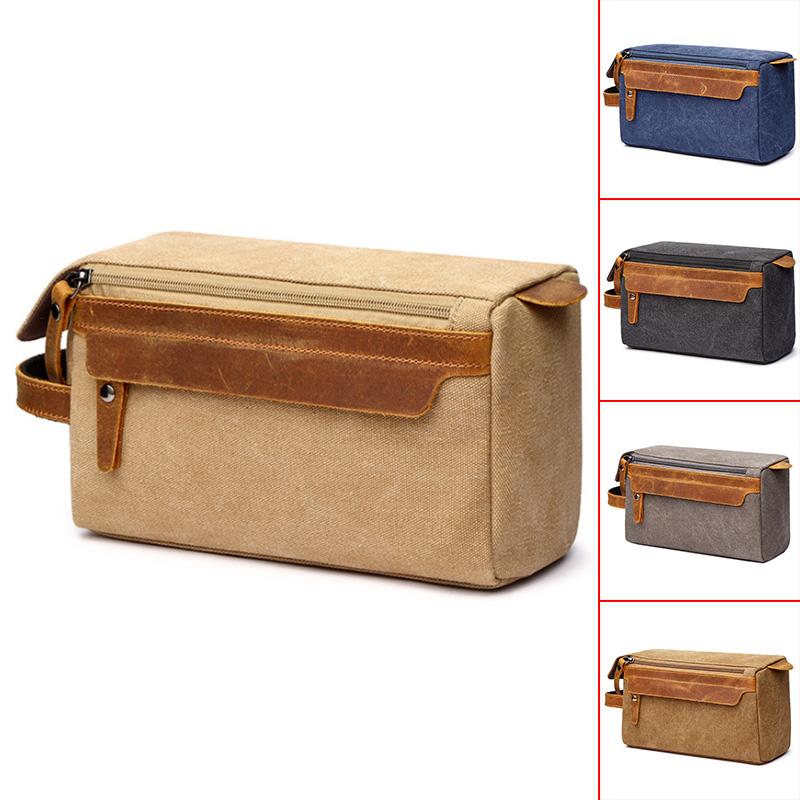 Cosmetic Bag for Men Travel Toiletry Bag Canvas Leather Makeup Shaving Storage Pouch with Side Handle Grip, Black
Cosmetic Bag for Men Travel Toiletry Bag Canvas Leather Makeup Shaving Storage Pouch with Side Handle Grip, Black