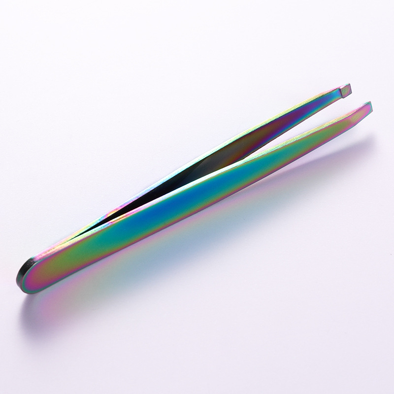 Eyelashes Tweezers Stain Steel Slanted Tip Face Hair Removal Curler Clip Brow Trimmer Makeup Tools Accessories Rose Gold