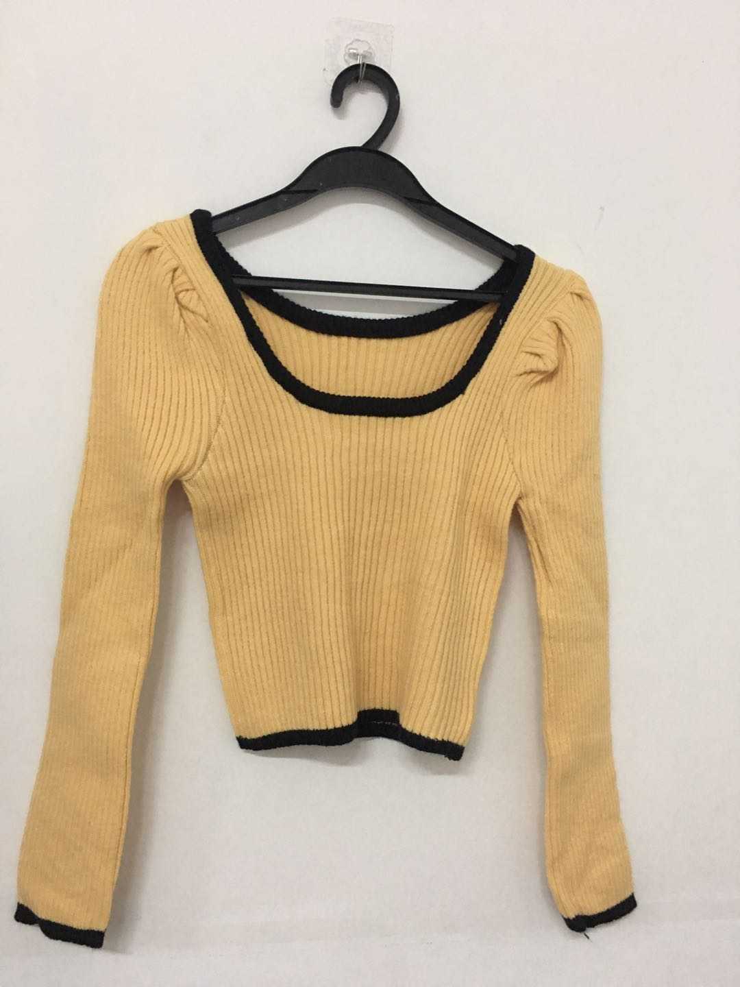Neploe Women Sweater Puff Long Sleeve Knitted Tops Autumn Winter Korean Contrast Color O-neck Pullover Knitwear 4D932 210914