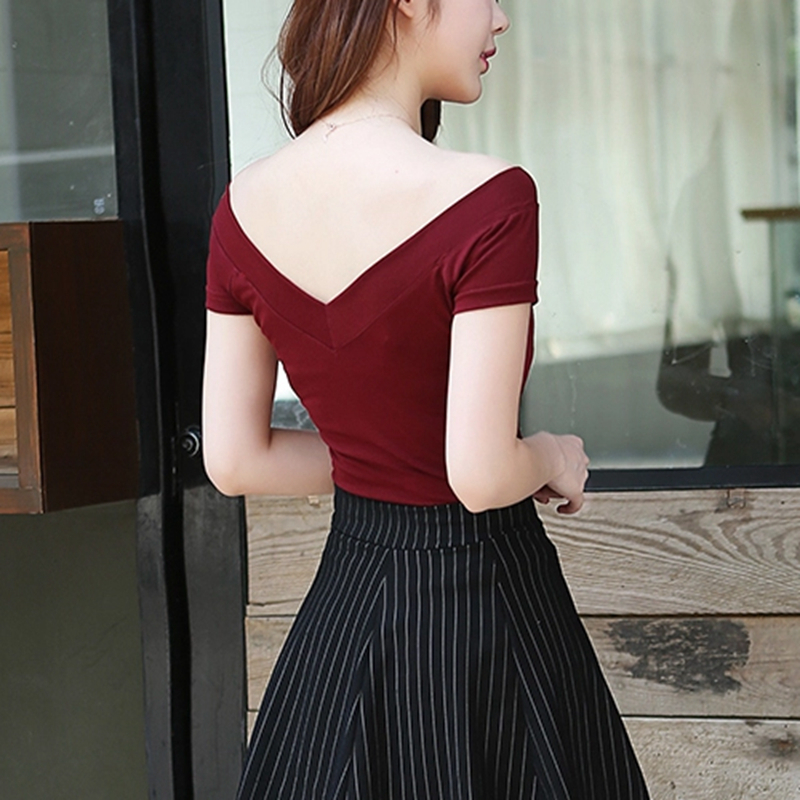Summer Tshirt Women High Quality VNeck 5 Candy Color Cotton Basic Plain Simple T Shirt For Women Short Sleeve Female Tops T200110