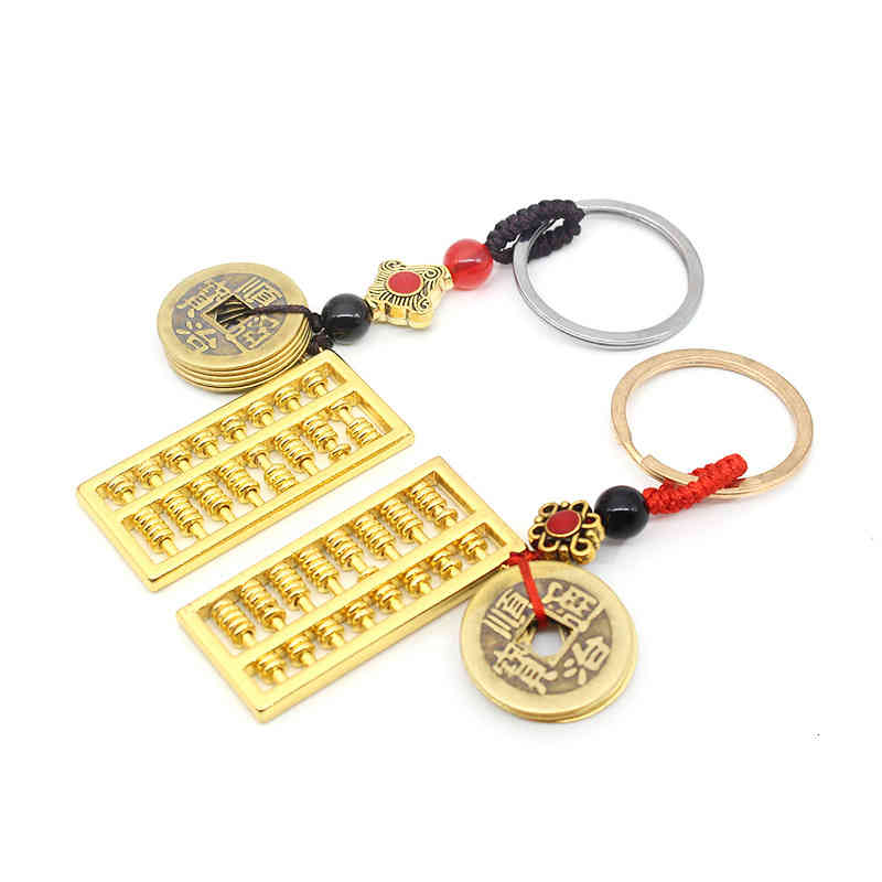 Key Rings True Copper China Wind Tiktok Feng Shui Calabash Chain Creative Mini Gifts Wax Lost Brass Ring Pendant