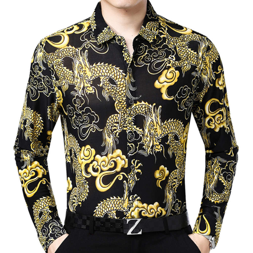 Spring and autumn middle aged Lapel long sleeve Floral Men's casual mercerized cotton printed Shirt, White;black
Spring and autumn middle aged Lapel long sleeve Floral Men's casual mercerized cotton printed Shirt, White;black