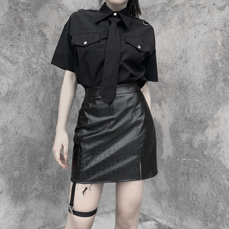 Black Faux Leather Skirt Slit With Circle Gothic High Street Women Skirts 2021 Summer High Waist Sexy Lady Pencil Skirt, Black;gray
Black Faux Leather Skirt Slit With Circle Gothic High Street Women Skirts 2021 Summer High Waist Sexy Lady Pencil Skirt, Black;gray