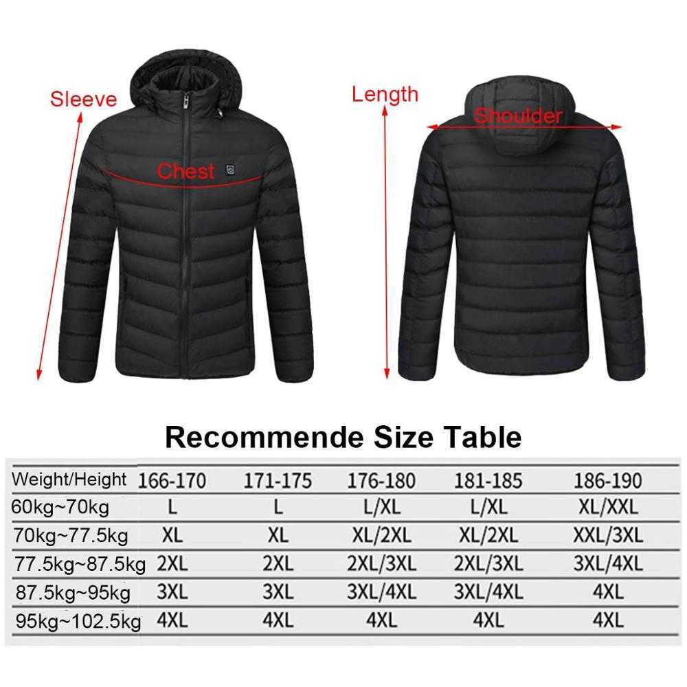 Zone 9 heating Men Winter Warm USB Heating Jackets Smart Thermostat Pure Color Hooded Heated Clothing Waterproof Warm Jackets 210818